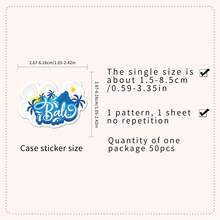 50pcs Tropical Bali Beach Sunset Cartoon Stickers, Decorative For Phone Case, Tablet - View 2