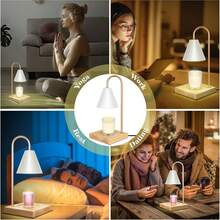 Calentador de cera y vela 2 en 1 con regulador, calentador de vela electrónico con temporizador de 2H/4H/8H, lámpara calentadora de vela con brillo ajustable para decoración del dormitorio, regalo de Navidad/Día de la Madre/Inauguración de la casa - Enchufe EU Tipo C(220-240V) - Ver 11