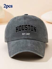 Mũ lưỡi trai unisex in chữ Houston, kiểu dáng thường ngày, cá nhân hóa, phổ biến, có thể điều chỉnh kích cỡ, phù hợp cho mùa xuân, hè, thu, đông, đi biển, nghỉ lễ. - mũ bóng chày đã giặt - Xem 13