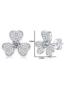 1 Đôi bông tai hình cỏ bốn lá bằng bạc S925 đính đá Moissanite 0.6CT, thích hợp làm quà tặng cho nữ nhân dịp lễ đính hôn, đám cưới, tiệc tùng, ngày lễ, mùa cưới. - Nhiều màu - Xem 6