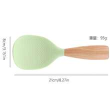 Wood Handle Silicone Rice Paddle Spoon, Lightweight Elegant Kitchen Rice Scoop With Standing & Hanging Hook Design, Healthy Harmless Non-Stick Spatula, Multiple Colors Available For Household Rice Cooker Daily Kitchen Cooking Use - View 10