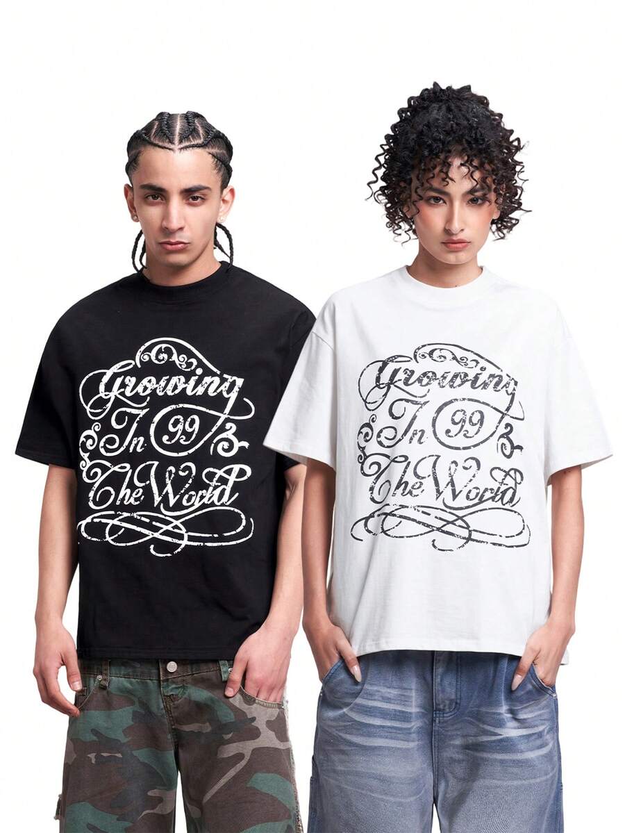MT99 Loose & Comfortable Floral Graphic Print Short Sleeve T-Shirt - White - View 1