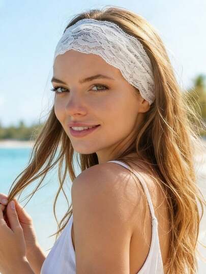 1条装运动吸汗头带，跑步健身头巾，蕾丝发带，夏季、假日、旅行