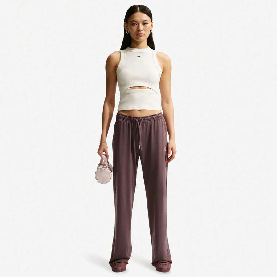 Nike NSW Chill Knit Rib Tank Women's Sail/Black IF0238-133 - White - View 1