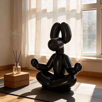 1pc Meditation Balloon Dog Zen Sitting Ornament, Desktop Healing Decor, Yoga Studio Ambiance Accessory, Suitable For Garden, Coffee Table, Desk, Living Room, Office, No Electricity Required, Decoration For New Year, Valentine's Day, Mother's Day And Other Holidays
