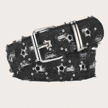1 chiếc thắt lưng denim đính sao phong cách Punk Y2K, phù hợp với quần jeans, quần short, trang phục đường phố, tiệc tùng, hoạt động ngoài trời, thường ngày, đi học, tựu trường, Halloween, Giáng sinh, các buổi tụ họp. - Đen-B - Xem 1