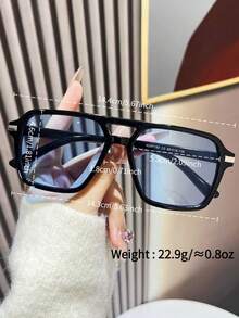 1 Pair Unisex Aviator Frame Double Bridge Fashion Glasses, Suitable For Vacation, Travel, Summer Outfit, Beach, Music Festival, Elegant Attire, Streetwear, Holiday Atmosphere, Birthday & Holiday Gift - Multicolor - View 3