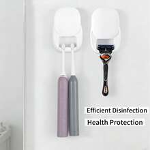 Best-Selling No Drill Wall-Mounted UV Sterilizer Toothbrush Holder With Drying Function, Bathroom Toothbrush Storage Rack, 500mAh - White - View 1