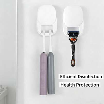 Best-Selling No Drill Wall-Mounted UV Sterilizer Toothbrush Holder With Drying Function, Bathroom Toothbrush Storage Rack, 500mAh
