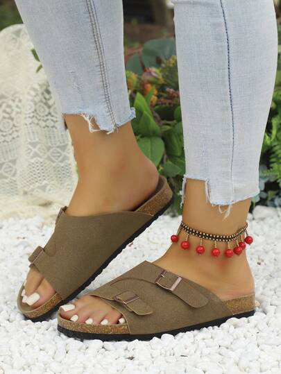 Dép lê quai chéo bằng nút bần mềm kiểu Châu Âu và Mỹ, dép lê hở mũi đa năng kiểu retro tối giản dùng được cả trong nhà và ngoài trời, dép đi biển mùa hè thoải mái và thời trang dành cho thanh thiếu niên