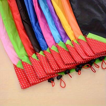 Bolsa de compras plegable, bolsa de tela personalizada con diseño de fresa, bolsa reutilizable, bolso creativo, bolsa de compras de poliéster