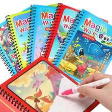 5/10pcs Reusable Magic Water Drawing Book, Mess-Free Doodle & Coloring Book With Water Pen, Early Education Art Toy With Multiple Themes - Multicolor - View 2