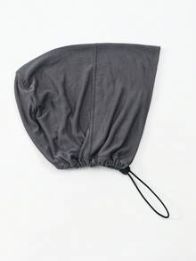 1 pieza Cubierta elástica para la barbilla de unicolor, bufanda para calentar el cuello, para mujer, para playa, para vacaciones - Tapón elástico para cordón - gris oscuro - Ver 6