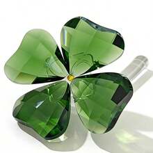 6.5x6.5x10cm Sparkling Crystal Four-Leaf Clover Desktop Decor, Lucky Talisman Home Accessory - 1PC - View 4