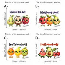 1/4pcsCute Cartoon Fruit Wall Stickers, Removable Self-Adhesive Waterproof Stickers, Suitable For Decorating Restaurants, Refrigerators, And Cabinets. Summer Party Gift. - Fruit Wall Stickers - View 5