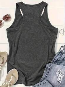 Style Voyage 180g Vest Casual Christian Women's Tank Top With Cross And Heart Print Faith Inspired Design For Everyday Wear - 灰色 - 查看 3