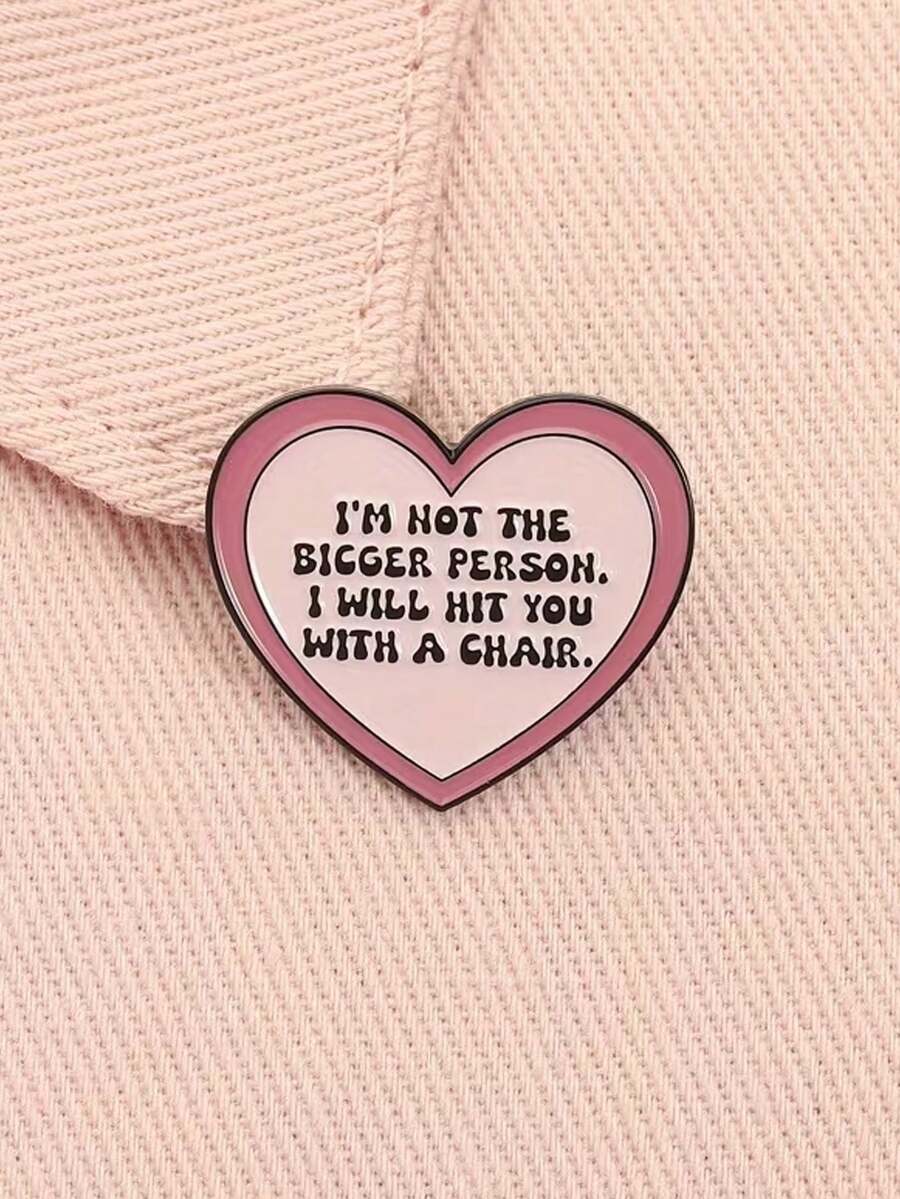 [OPPRYN 心形胸针] OPPRYN 我很火辣，个子越大我就拿椅子砸你胸针 - 粉色心形胸针 - 背包徽章 - 送朋友的礼物 - 1个 - 彩色 - 查看 1
