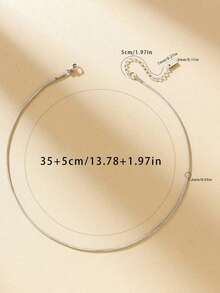 1pc 18K Gold Plated Stainless Steel Snake Chain Necklace, Minimalist Gold Tone Necklace, Round Snake Chain Necklace, Gift For Women - 金色 40+5厘米 - 查看 3