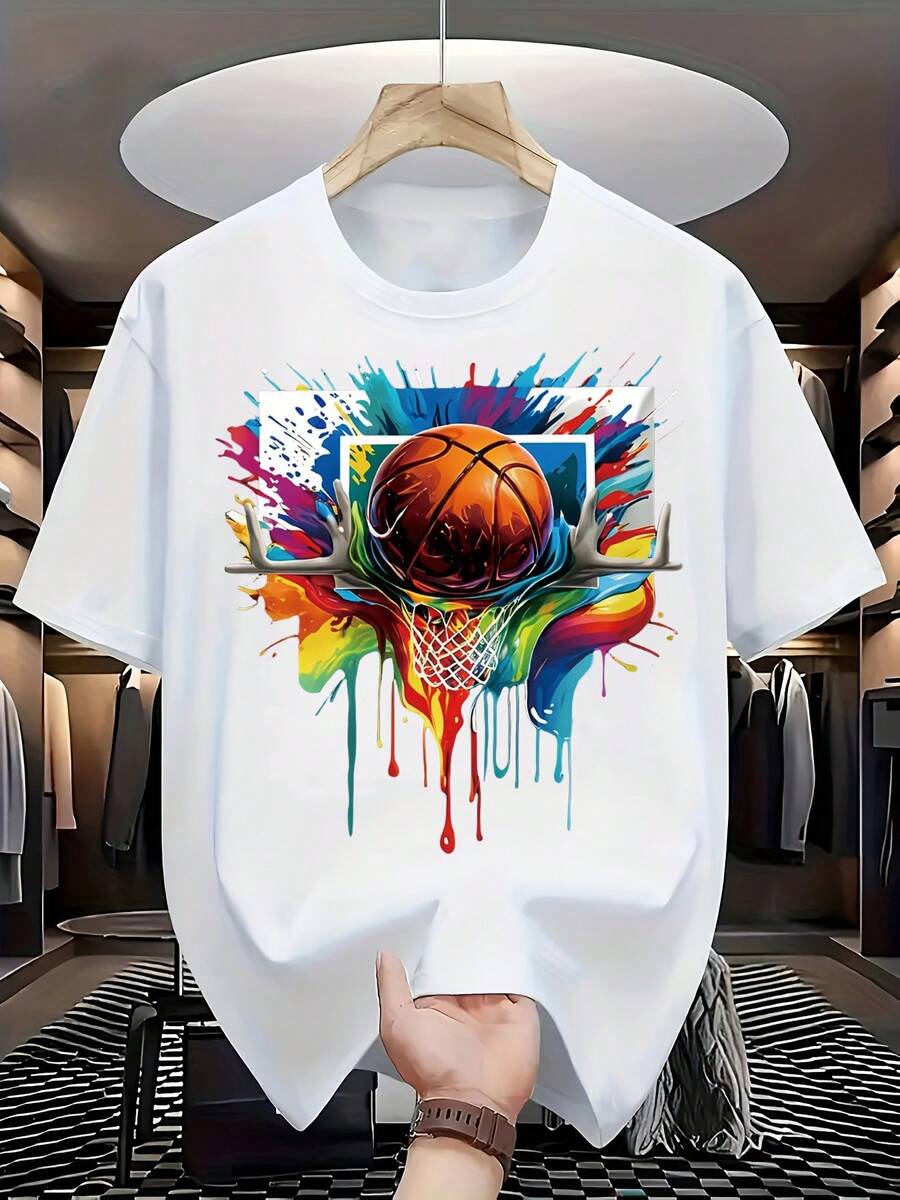 Camiseta de Hombre con Estampado Moderno - Negro - Ver 1