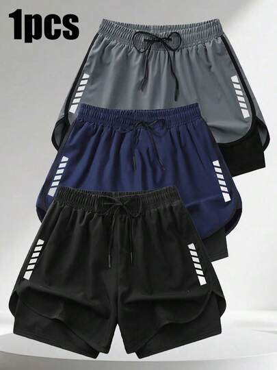 Quần short chạy bộ nam dày 3 inch | Quần short thể thao 2 trong 1 co giãn, thấm hút mồ hôi, phù hợp cho các buổi tập gym mùa hè, luyện tập và chạy marathon. Màu đen.