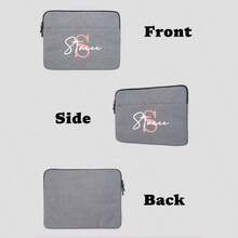 1pc Personalized Laptop Bag, Floral & Letter Elements, Customizable Text, Lightweight, Portable, Shoulder Messenger Bag, Briefcase, Travel Companion, Storage Pouch, Unique Gift, High-Quality Custom, Holiday Gift, Suitable For Work, Business Travel - Multicolor - View 8