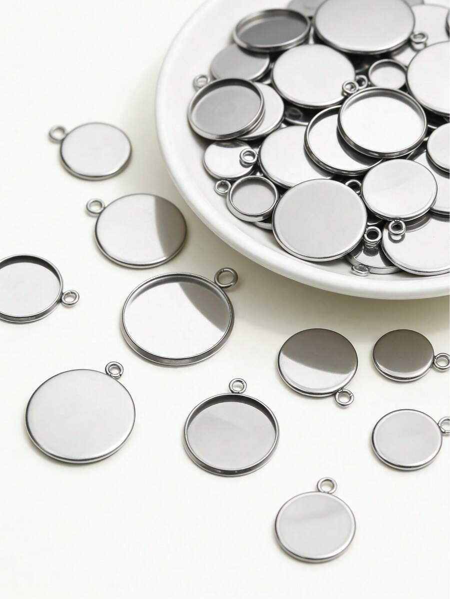 10 piezas de colgante de disco redondo de acero inoxidable, materiales para hacer joyas DIY para collares, dijes, suministros de artesanía con cuentas