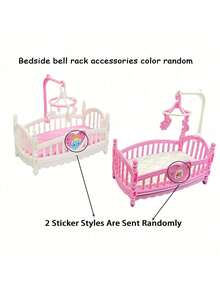 Doll Rocking Bed Decor Set, Realistic Furniture Series, Dollhouse Simulation Bedroom Rocking Bed Doll Accessory Set - Multicolor - View 10