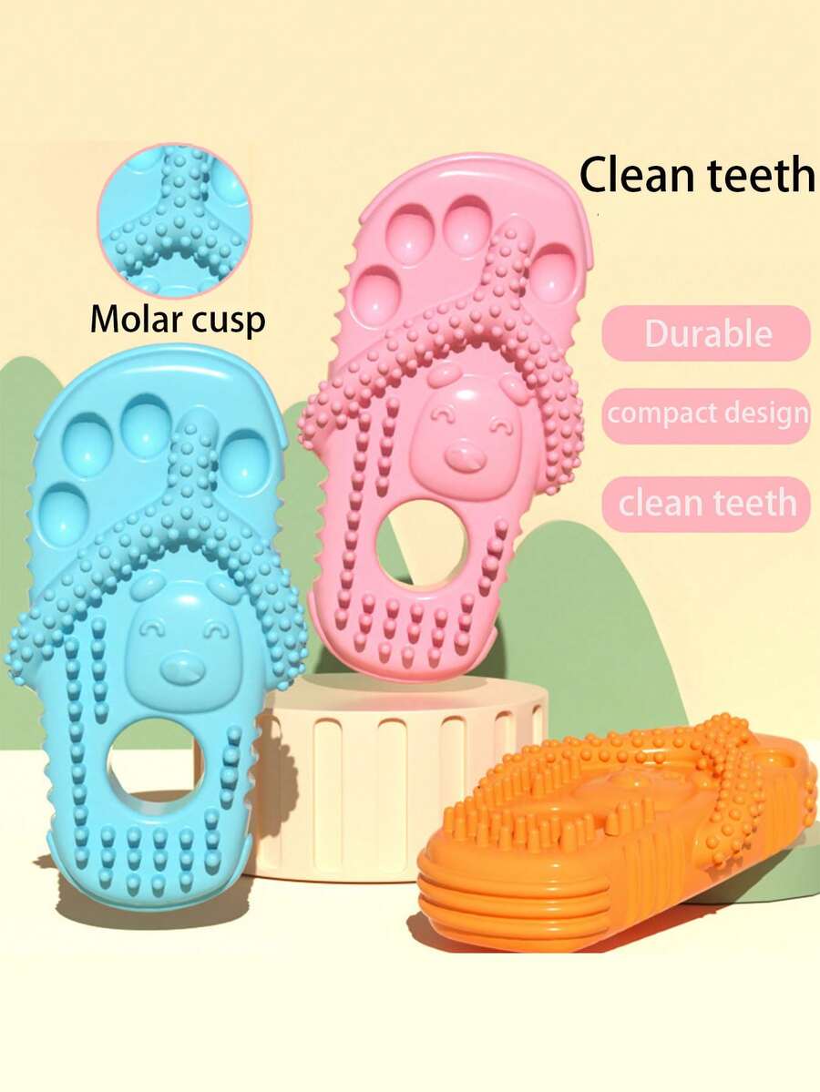 1pc Happy Dog Toy, Dog Slipper Shaped Chew Stick, Suitable For Dogs And Cats "Happy Dog" - Multicolor - View 1