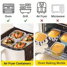 10pcs Air Fryer-Specific Tin Foil Bowl - Reusable - Home Oven Cake Pudding Cup Baking Mold Tin Foil Box - View 5