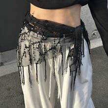 1pc New Belly Dance Sequin Tassel Hip Scarf Belly Dance Costume Women's Belly Dance Practice Belt Triangle Hip Scarf - Multicolor - View 15
