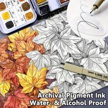 1/12Pcs Tip Pigment Liner Micron Ink Marker Pen For Manga Draw Sketching Needle Pen Hook Line Pen Sketch Stationery Set Art Supplies - Round - View 3