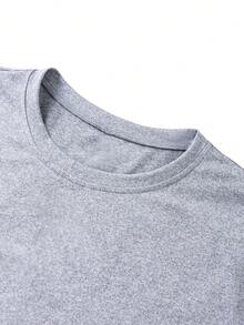 Men's Casual Fashionable Street Daily Commute Moon & Electrocardiogram Print Loose Short Sleeve T-Shirt, Summer - Grey - View 5