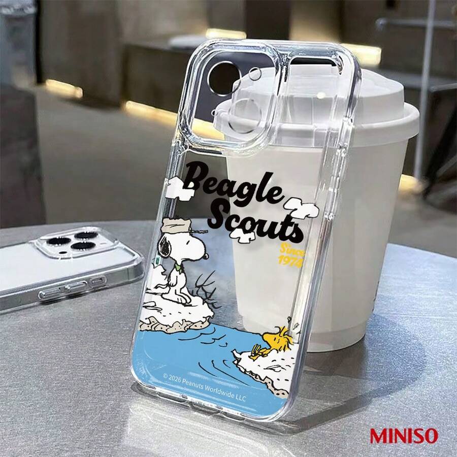 Miniso 名创优品史努比小猎犬童子军透明TPU手机壳，适用于iPhone 17/17 Pro/17 Pro Max/17 Air/16/15/14/13/12/11/X系列，iPhone 17 Pro Max手机壳，iPhone 17 Pro手机壳，iPhone 17手机壳，圣诞礼物，送给女朋友 - 無色 - 查看 1