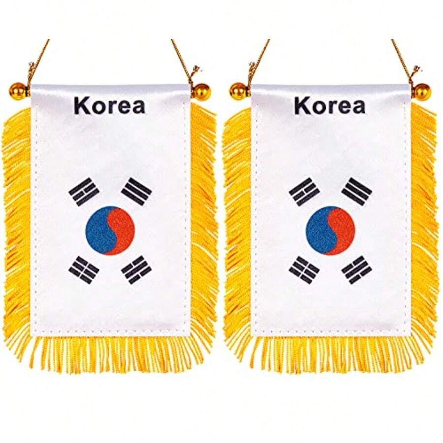 3 X 5 Inc Ow Anging Flag N Small Mini Car Flags Banners Rearew Mirror Ration - Wit Suction Cup And Fy Banner 2 Pack - Korea - View 1
