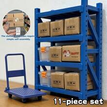 Exquisite Mini Warehouse Decor Set! Perfect Combination Of Mini Shelves, Mini Boxes, Mini Storage Containers And Mini Trolley, Ideal For Decorating Mini Rooms, Warehouse Scenes, Mini Gardens And Desktops - one-size - View 8