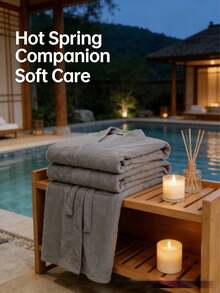 1件格子图案100%纯棉浴袍，男女通用成人浴袍，春夏款浴袍，适合居家、酒店、水疗中心使用，吸水性强，速干，宽松版型，多种颜色可选，浴室及家居必备品 - 彩色 - 查看 12