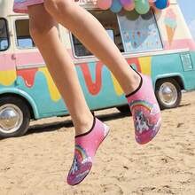Personalized Cartoon Colorblock Print Quick-Dry Water Shoes, Unisex Vacation Couple Beach Swimming Hiking Shoes - Pink - View 5