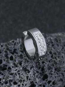 1pc Men Rhinestone Decor Ear Cuff, For Jewelry Gift And Party - Silver - View 5