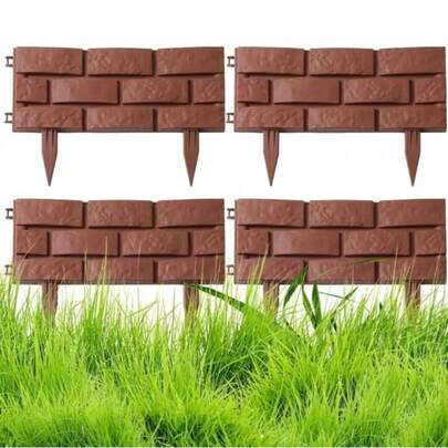 Viền bồn hoa bằng nhựa, hàng rào sân vườn tự làm, viền đá giả gạch, viền bãi cỏ, viền bồn hoa, viền cây cảnh màu nâu.