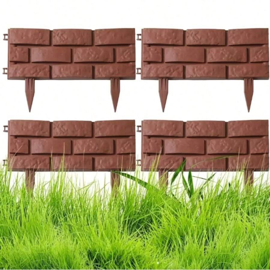 Viền bồn hoa bằng nhựa, hàng rào sân vườn tự làm, viền đá giả gạch, viền bãi cỏ, viền bồn hoa, viền cây cảnh màu nâu.