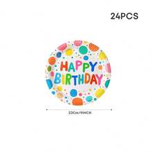 Colorful Polka Dot Birthday Party Tableware Set, Includes 7/9 Inch Disposable Paper Plates, Cups, Napkins, Suitable For Birthday Parties, Festivals, Gatherings, Celebrations, Weddings, Graduations And Other One-Time Party Supplies - Multicolor - View 13
