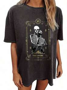 Women's Tops Letter Tee Graphic T-Shirts, Vintage Shirts For Women Cute Graphic Tee Spring Short Sleeve Tops Oversized Tshirts Teen Aesthetic Clothing-For Women, Holiday, Vacation,Daily Casual Fashion And Versatility. -Unisex Loose - Fit Comfortable Vintage Street - Style Cotton T - Shirt Top - 可愛的襯衫 #G1 - 查看 11