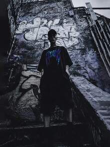 Áo thun nam phong cách đường phố, chất liệu polyester nhẹ, họa tiết Gothic kinh dị Punk, kiểu dáng cá tính, tay ngắn. - Nhiều màu - Xem 7