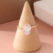 3pcs Set Elegant Stackable Rings, Inlaid Shiny Cubic Zirconia, Engagement/Wedding Rings, Formal Party Accessories, Luxury Jewelry Alternative - Gold - View 5