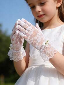 1 Pair Children's Lace Gloves, Suitable For Parties And Gatherings - Multicolor - View 6