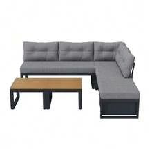 Multi-Purpose Garden Furniture Set With 3-Position Adjustable Backrest And Reclining Function, Thick Comfort Cushions, Storage Space And Weatherproof Polyester Cover – For Patio, Balcony And Garden. Dark Grey. - Dark Grey - View 1
