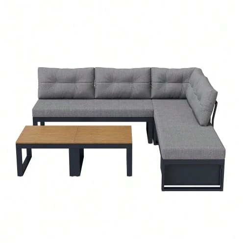 Multi-Purpose Garden Furniture Set With 3-Position Adjustable Backrest And Reclining Function, Thick Comfort Cushions, Storage Space And Weatherproof Polyester Cover – For Patio, Balcony And Garden. Dark Grey. - Dark Grey - View 1