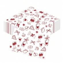 20/40/60 chiếc, Khăn ăn tiệc rượu vang và hình trái tim lãng mạn, Khăn giấy tiệc đính hôn, Khăn giấy 2 lớp màu đỏ tía dùng cho lễ cưới, tiệc kỷ niệm, tiệc pizza và đồ uống - Lý tưởng để trang trí bàn tiệc đính hôn, kỷ niệm và Ngày Valentine, kích thước 13*13 inch. - Xem 2