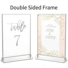 Khung ảnh acrylic màu bạc 5x7 inch, khung ảnh hai mặt màu bạc 5x7 inch dùng làm giá đỡ thực đơn, giá đỡ số bàn tiệc cưới, khung ảnh Giáng sinh kèm miếng dán có thể tháo rời - 3 gói - T-Bạc - Xem 8