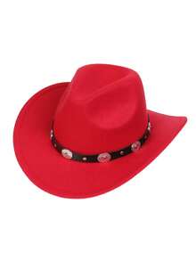 Unisex Western Cowboy Hat, Classic Rolled Brim Fedora, With Buckle Belt - Multicolor - View 7